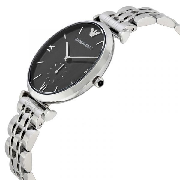 Emporio Armani Reloj Retro para Hombre con Esfera Negra y Plata AR1676