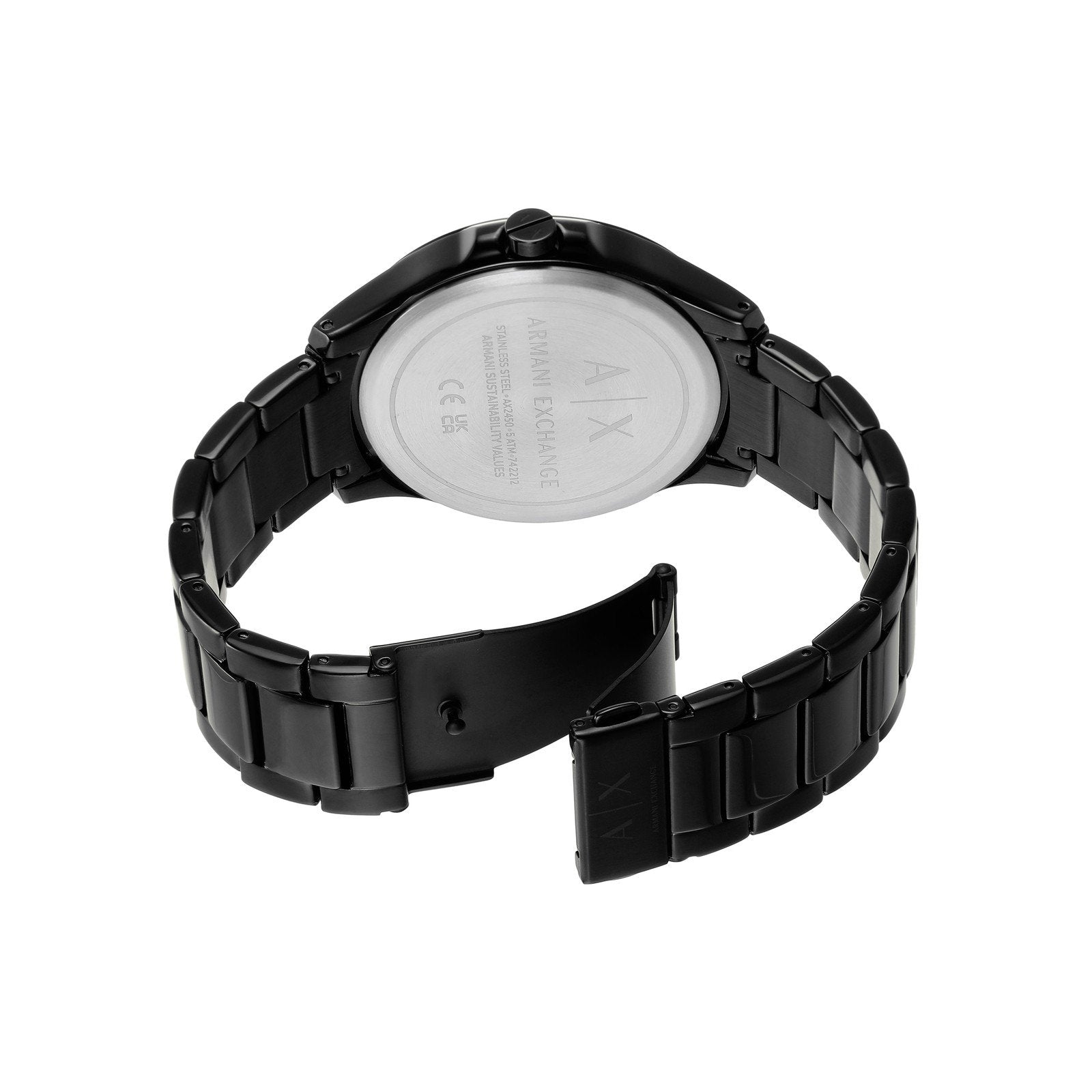 Armani Exchange Hampton AX2450 watch case back with stainless steel back plate