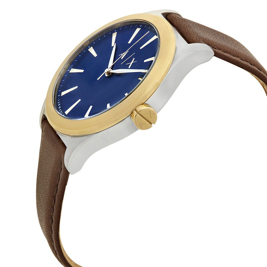 Armani Exchange Nico Mutli-colour Brown Leather Blue Dial Gold Watch - AX2334