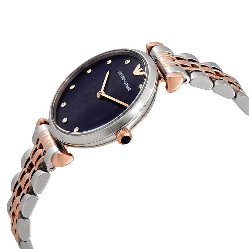 Emporio Armani Reloj de cuarzo con esfera azul y cristal para mujer AR11092