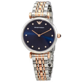 Emporio Armani Reloj de cuarzo con esfera azul y cristal para mujer AR11092
