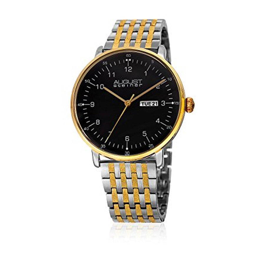 August Steiner Black Dial Two-tone Men's Watch AS8215TTG - The Watches Men & Co
