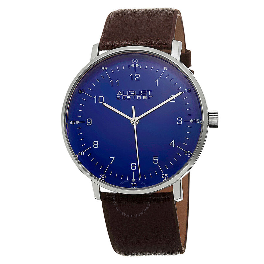 August Steiner Blue Dial Brown Leather Men's Watch AS8090BR - The Watches Men & Co