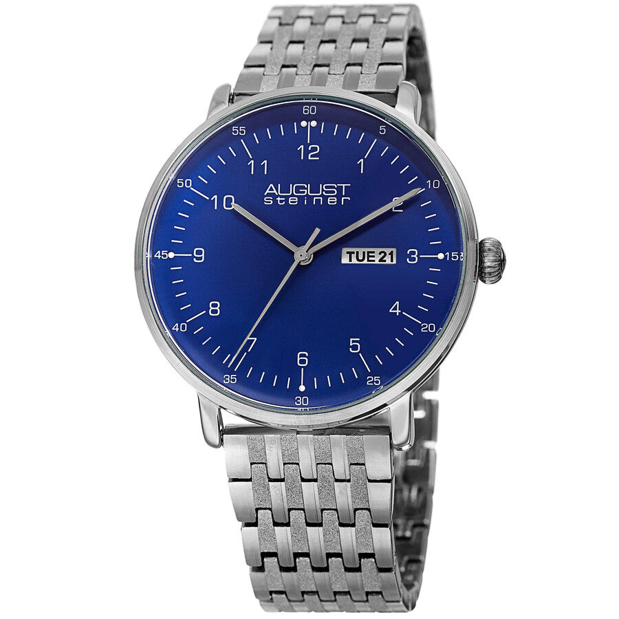 August Steiner Blue Dial Stainless Steel Men's Watch AS8215SSBU - The Watches Men & Co