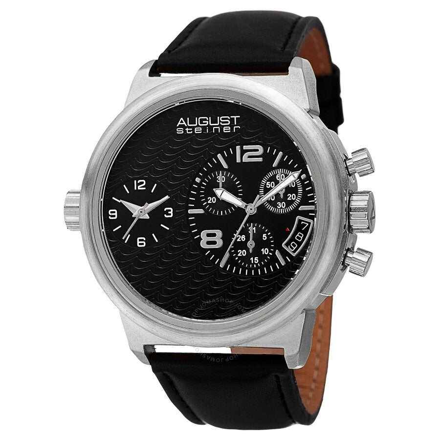 August Steiner Chronograph Quartz Black Dial Men's Watch AS8151SSB - The Watches Men & Co