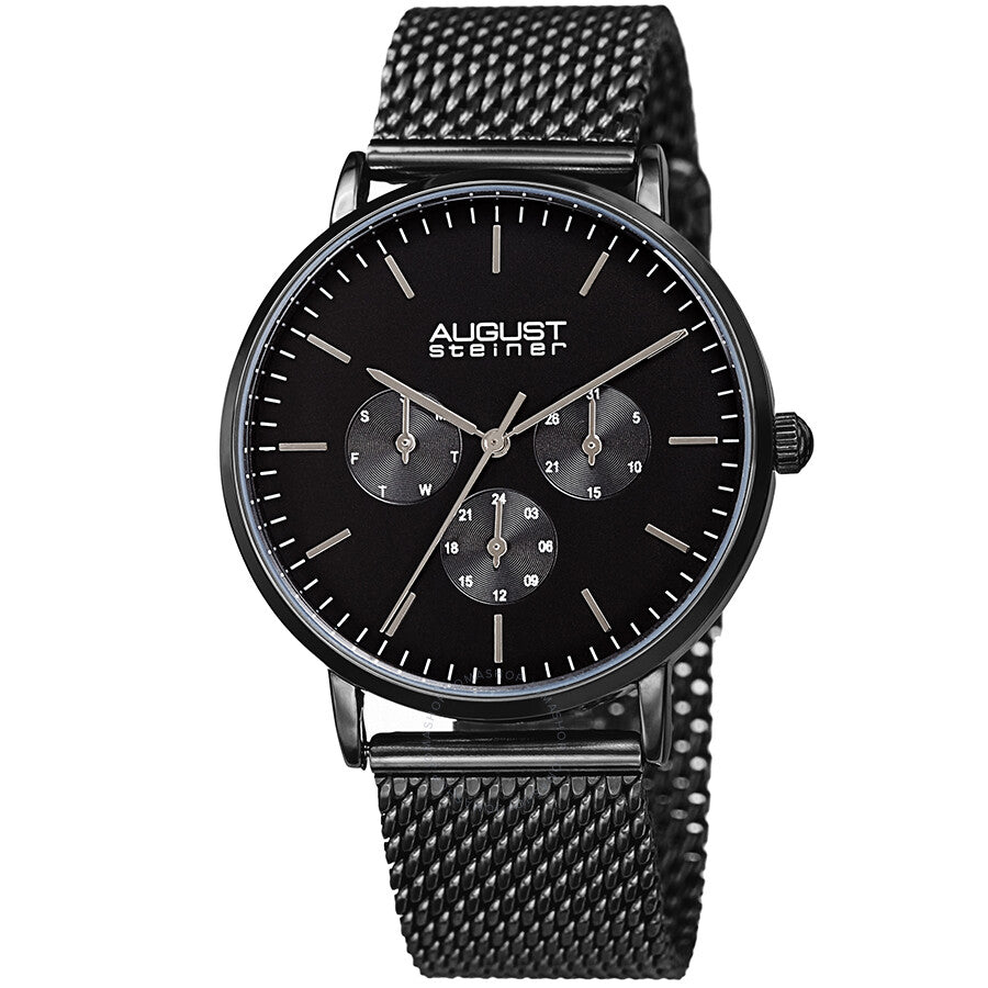 August Steiner Mesh Bracelet Black Dial Men's Watch AS8255BK - The Watches Men & Co