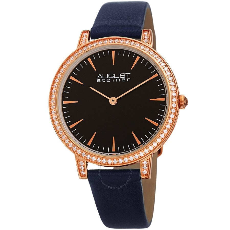 August Steiner Quartz Crystal Black Dial Ladies Watch AS8274BU - The Watches Men & Co
