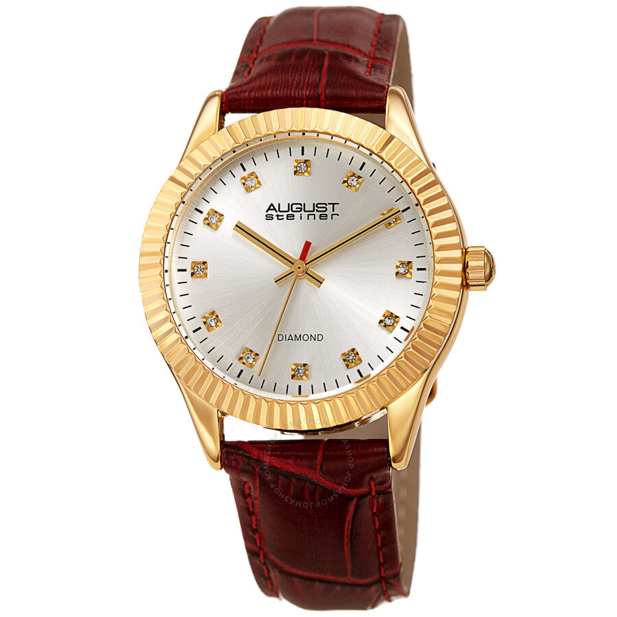 August Steiner Quartz Diamond Silver Dial Ladies Watch AS8277RD - The Watches Men & Co