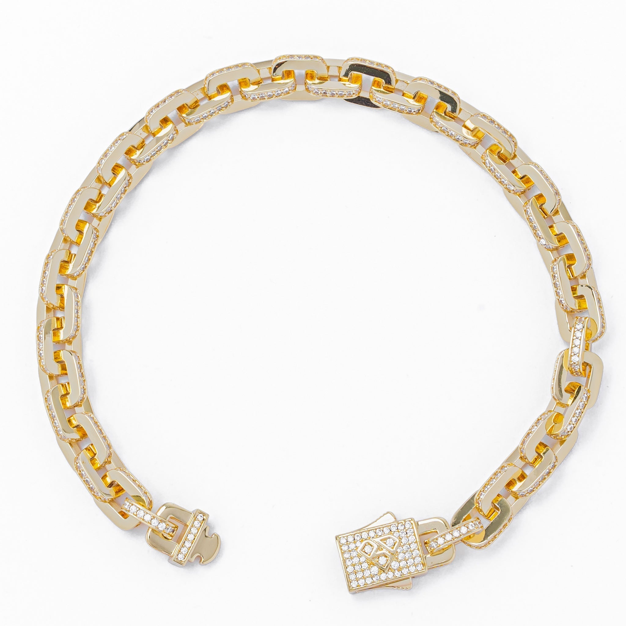 Big Daddy 10MM Anchor Mariner Bullet Diamond & Gold Link Bracelet - Bracelet