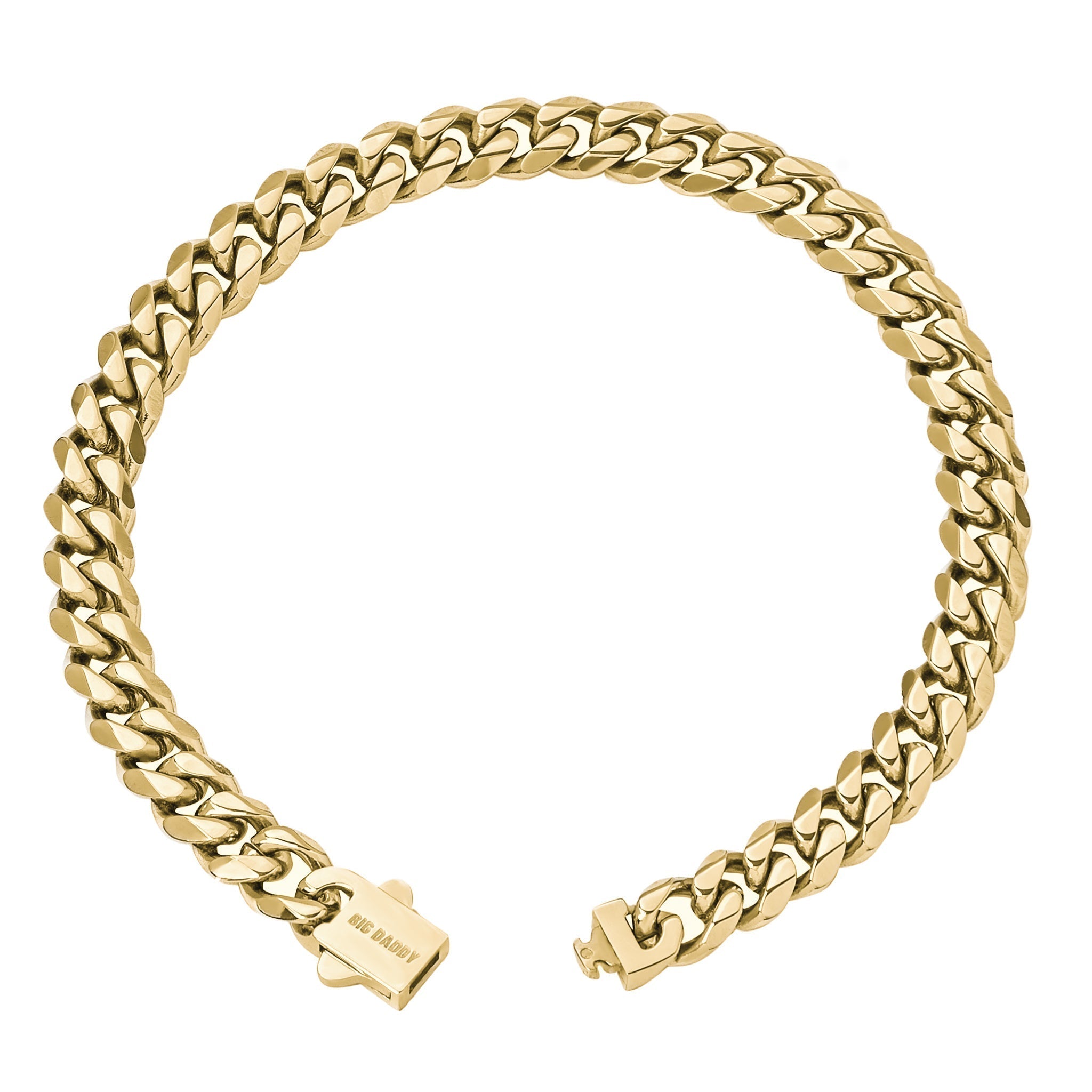 Big Daddy 10MM Cuban link bracelet in 18K gold displayed open