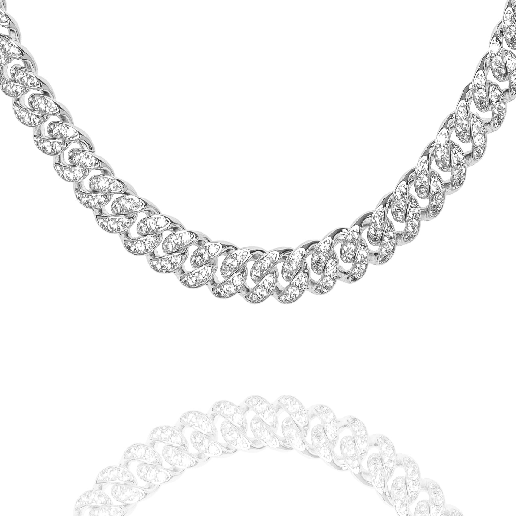Big Daddy 10MM Iced Out Cuban Link Silver Chain - Chain
