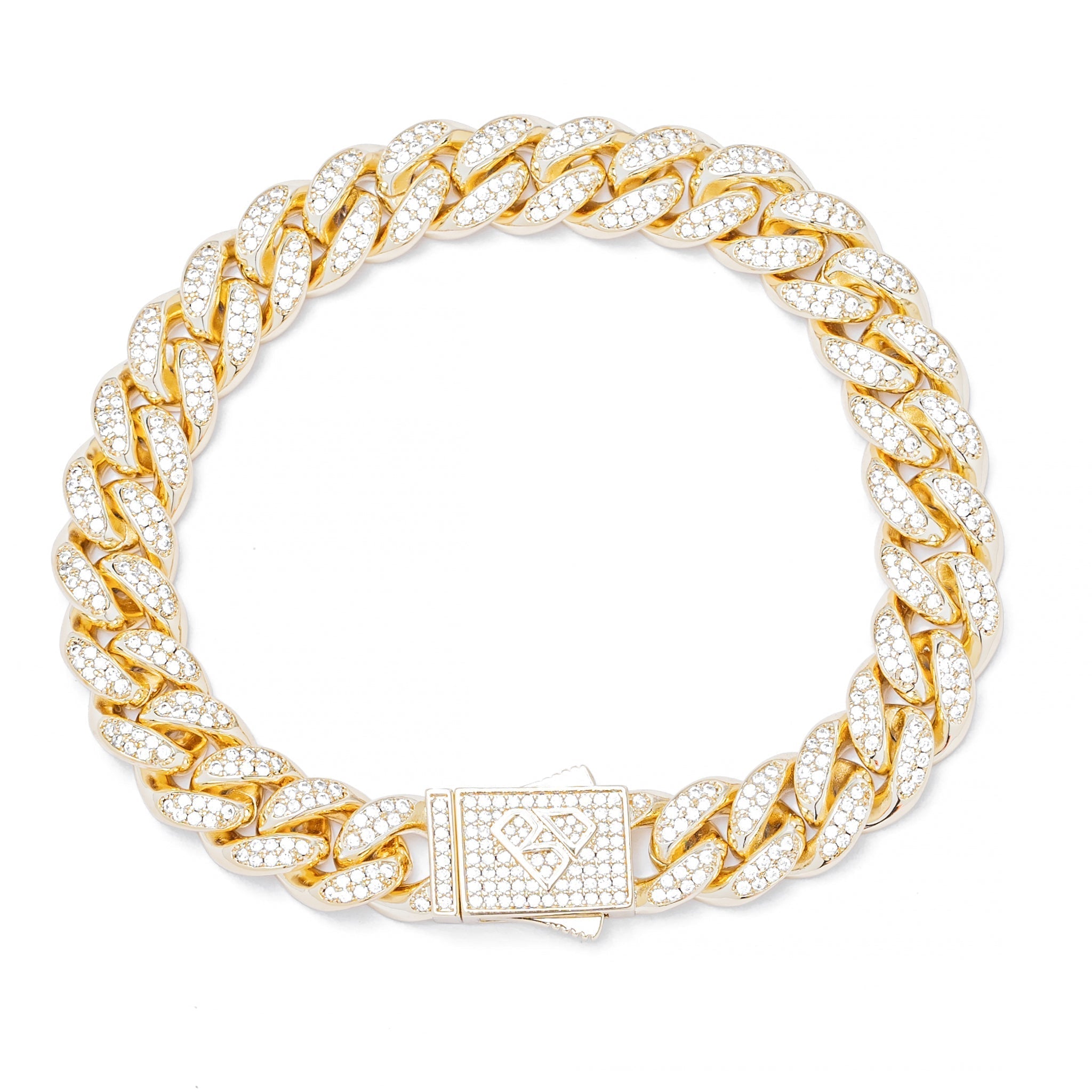 Big Daddy 10MM Iced Out Miami Cuban Link Gold Bracelet - Bracelet