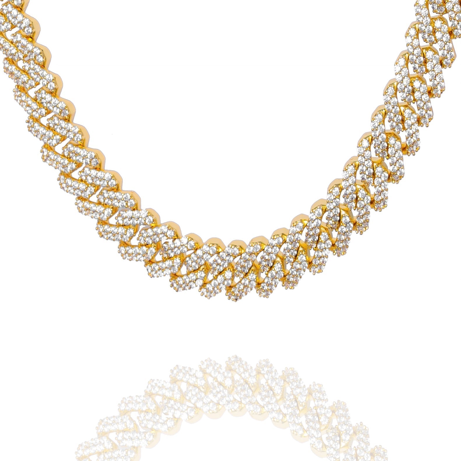 Big Daddy 12MM Straight Edge Cuban Diamond Gold Chain - Chain