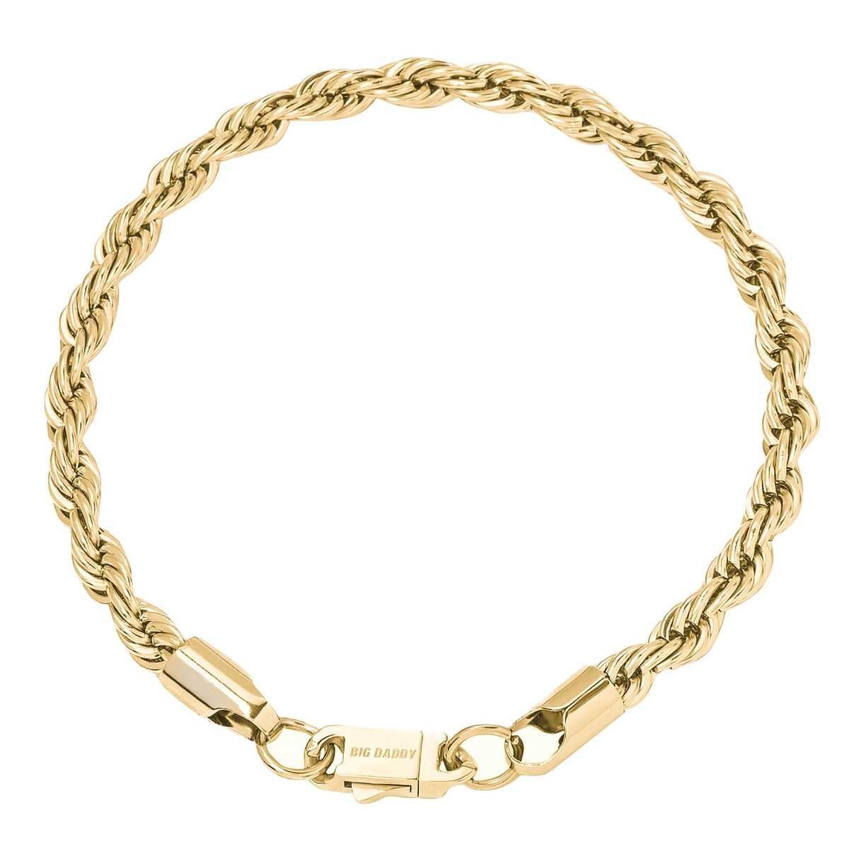 Big Daddy 6MM gold rope bracelet with twisted rope design and gold clasp