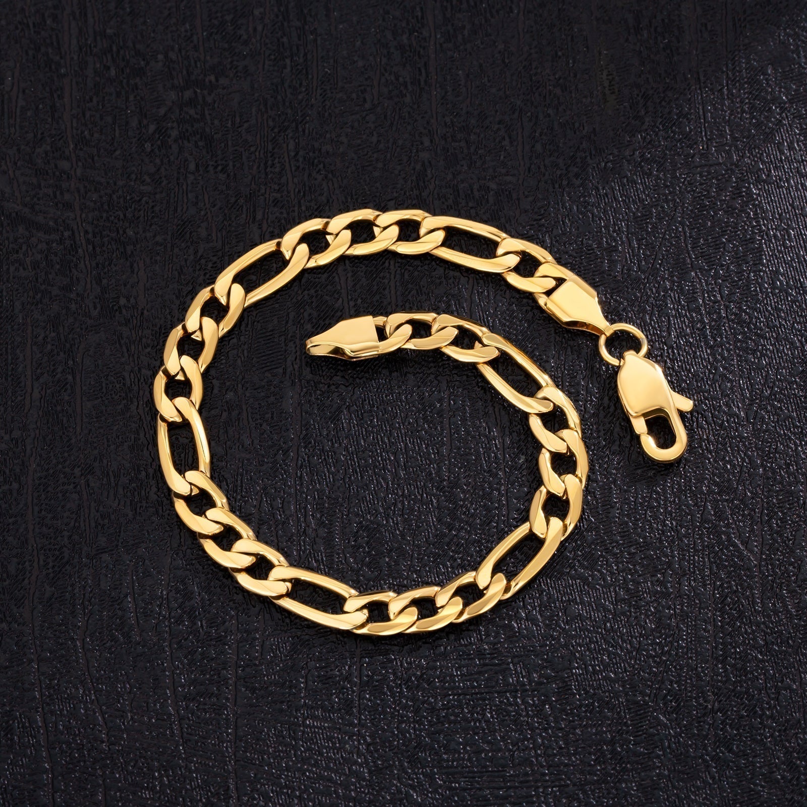 Big Daddy 6mm Steel Figaro Gold Bracelet - Bracelet