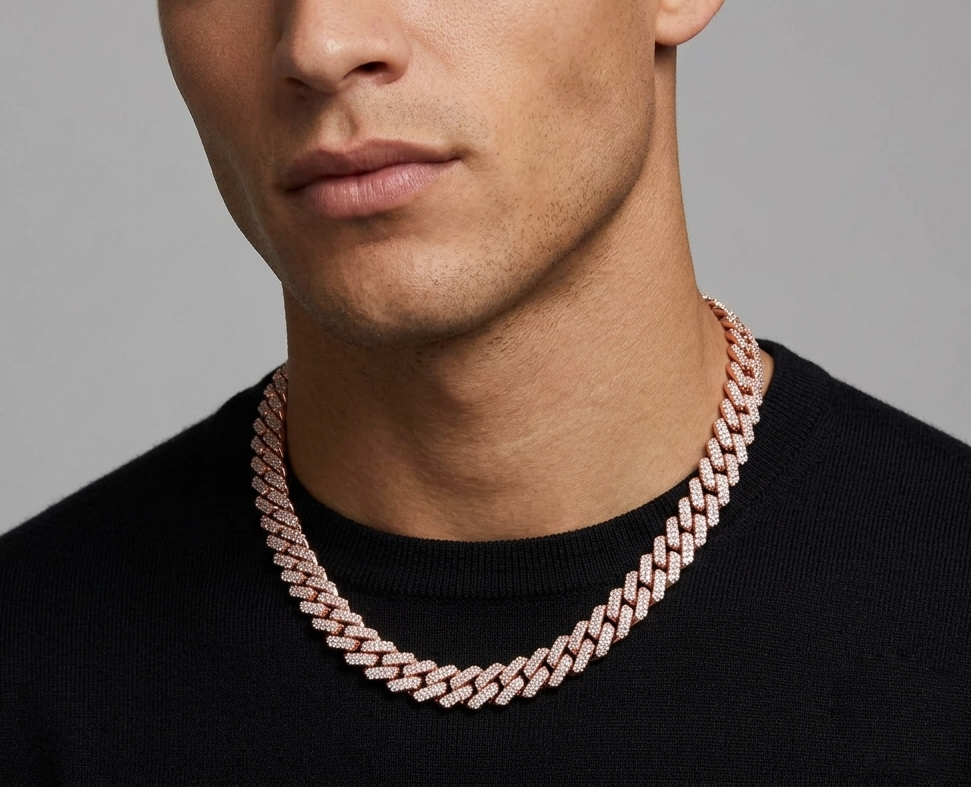 Big Daddy 8MM Cuban Link Rose Gold Iced Out Chain