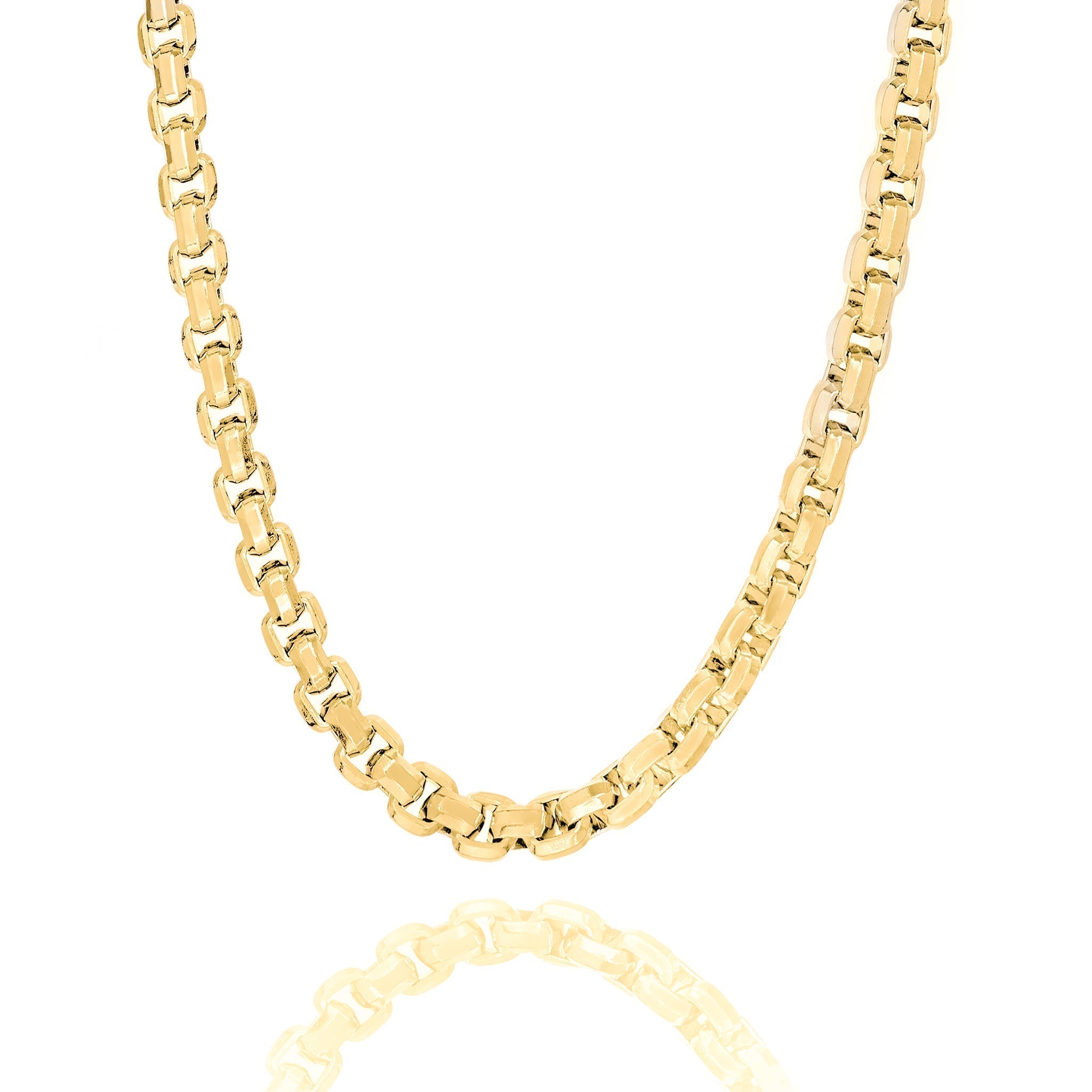 Big Daddy 8MM gold franco box chain necklace displayed on white background
