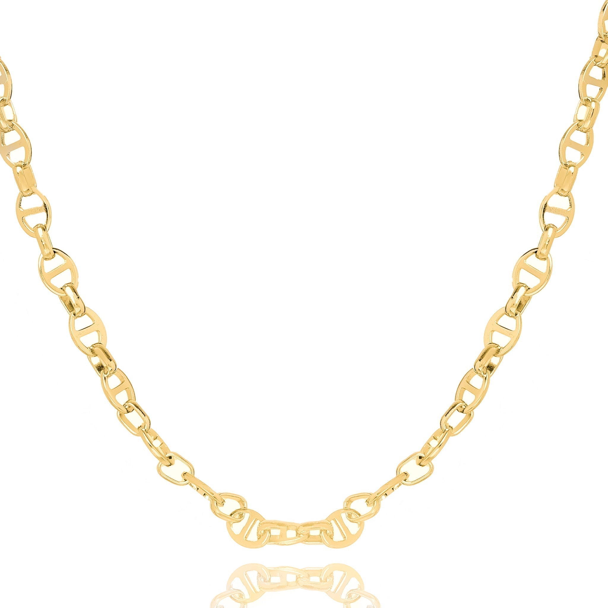 Big Daddy 8mm gold mariner link chain necklace displayed on white background
