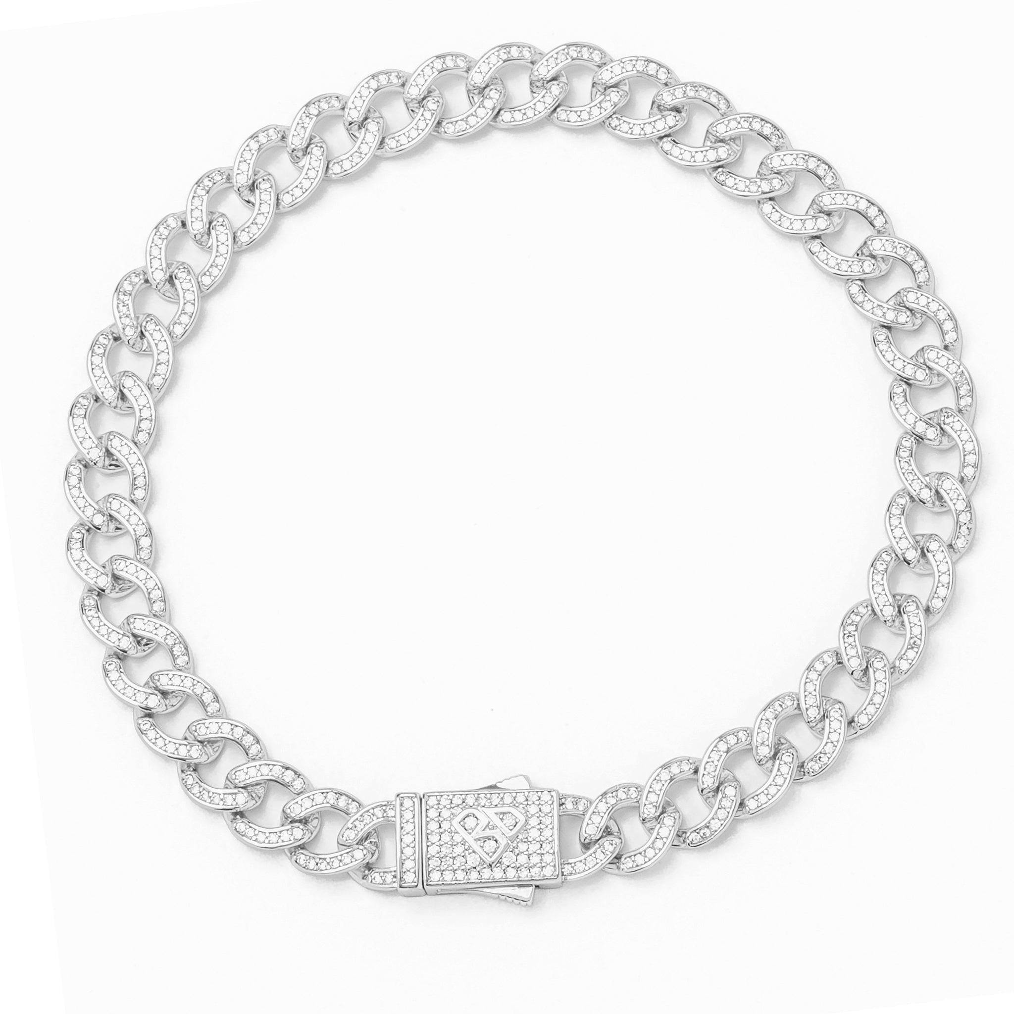 Big Daddy 8MM Iced Curb Cuban Silver Bracelet - Bracelet