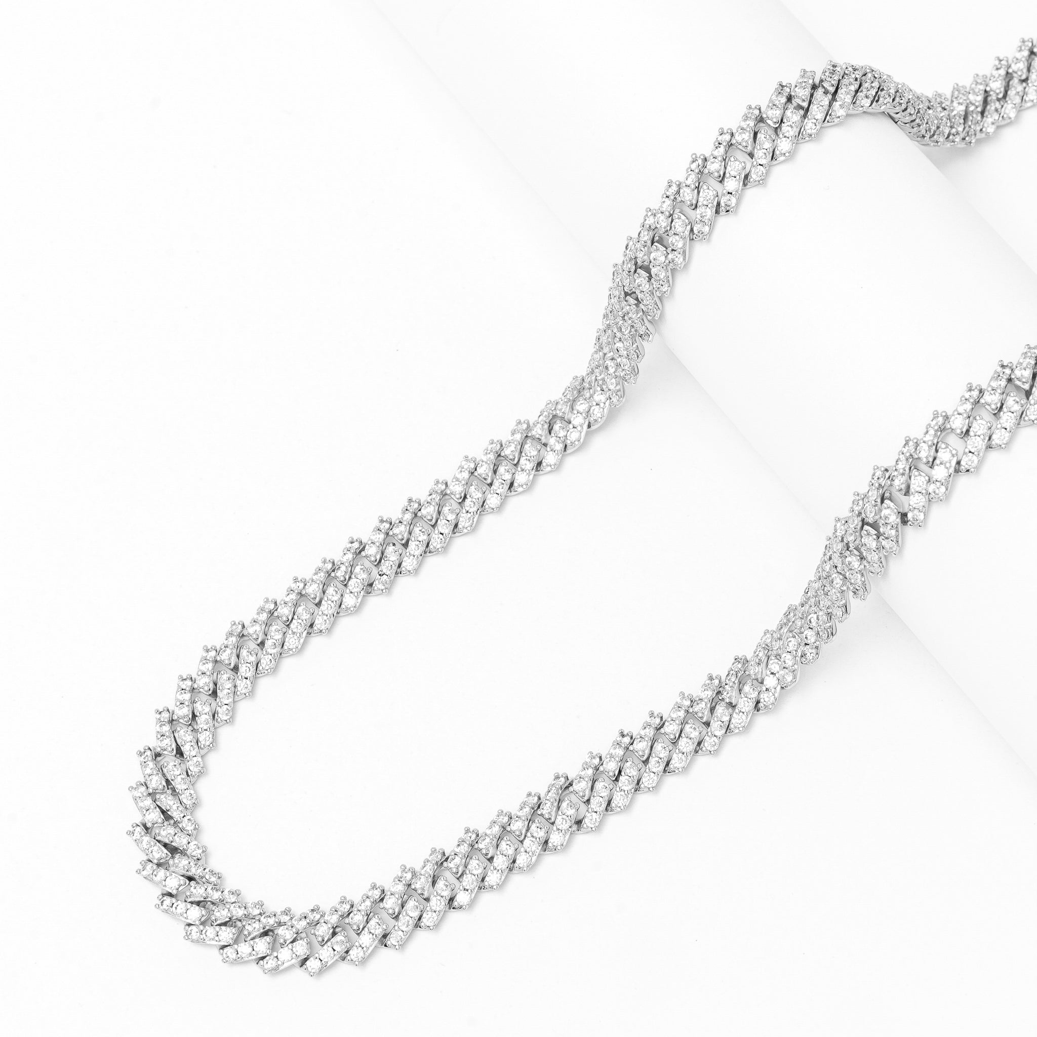 Big Daddy 9MM Diamond Prong Silver Cuban Link Chain - Chain