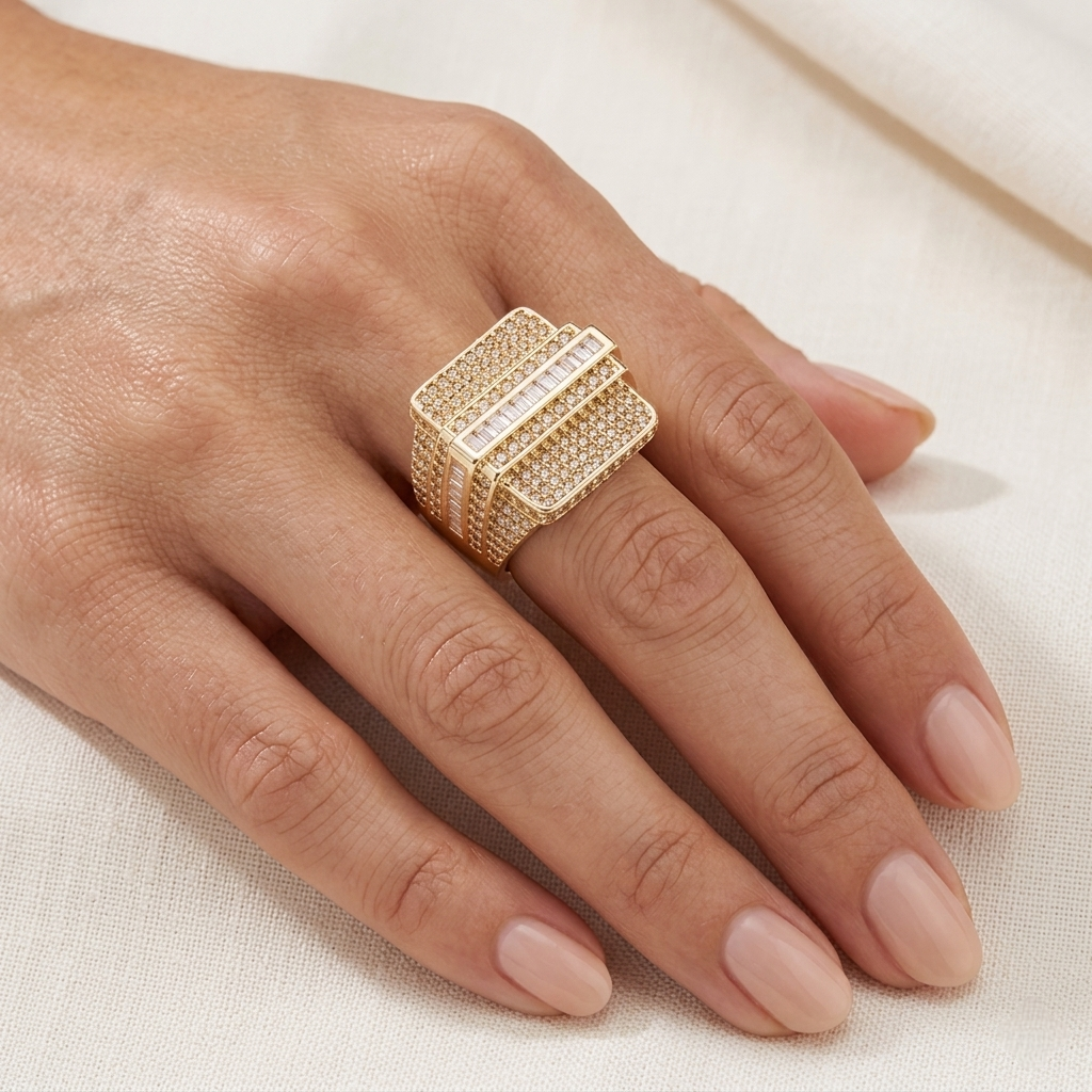 Big Daddy Luxe Iced Out Baguette Diamond Ring