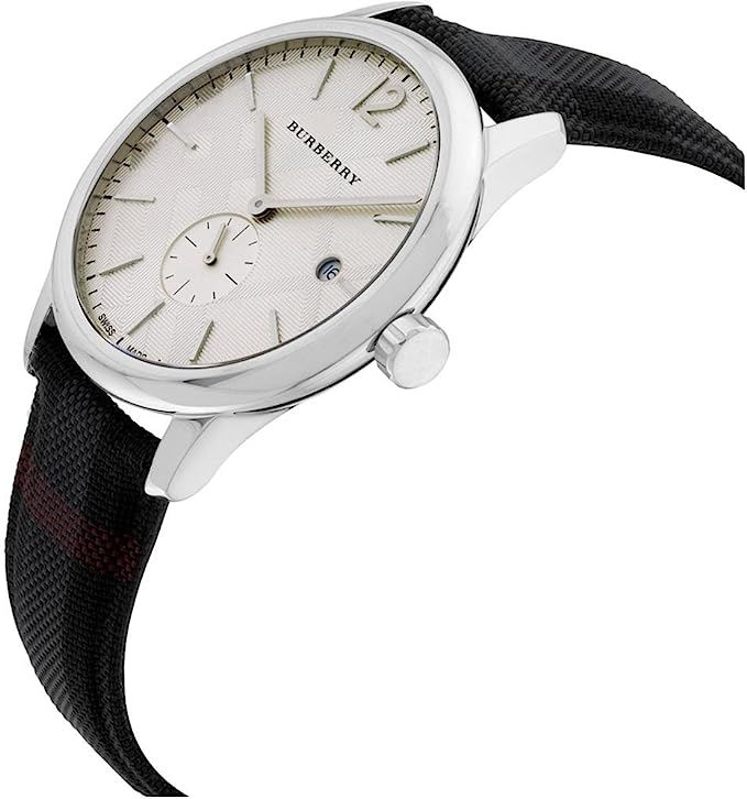 Burberry Check Stamped Leather Strap Reloj para hombre BU10008