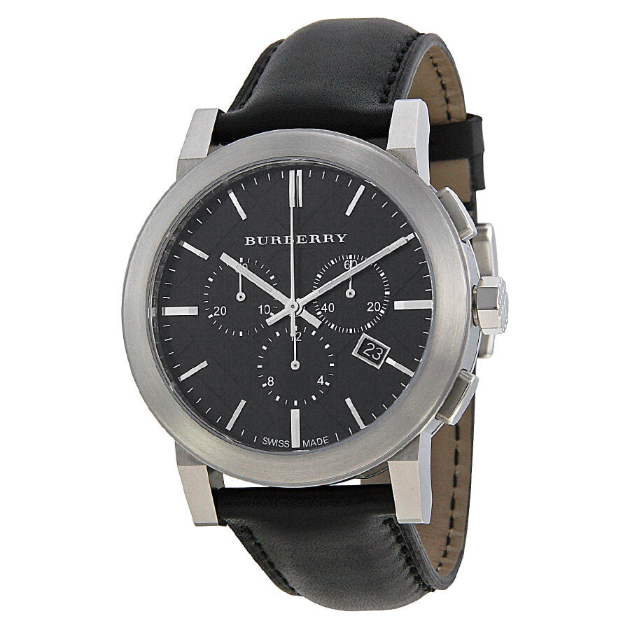 Burberry  Chronograph Black Dial Black Leather Men's Watch BU9356