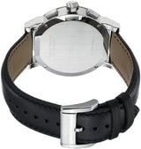 ساعة بربري كرونوغراف للرجال، مينا فضي، سوار جلدي أسود، موديل BU9355