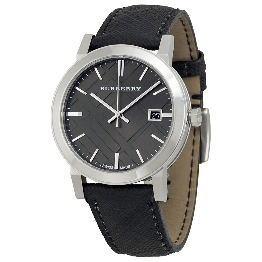 Reloj Burberry para hombre con esfera gris y correa de polivinilo negro BU9030