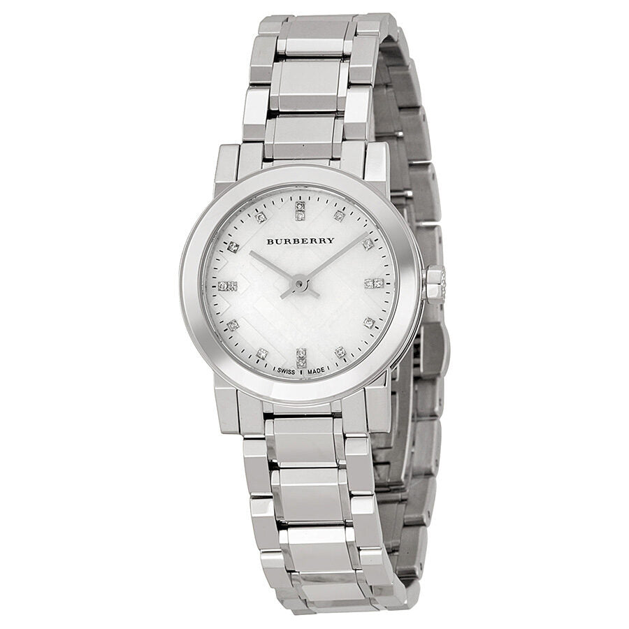 Burberry madre de pera diamante engastado acero inoxidable señoras reloj BU9224