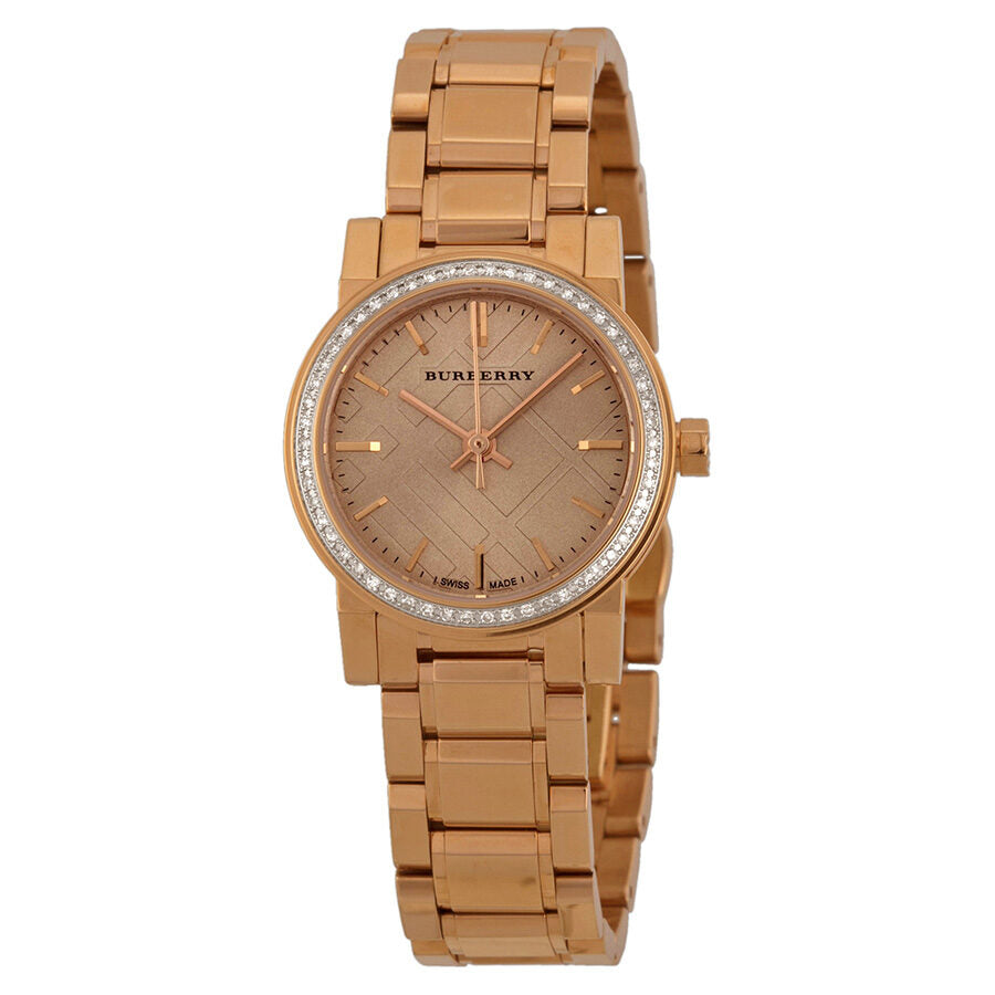 Burberry Rose Dial Diamond-set Bisel Rose Gold-tone Ladies Watch BU9225