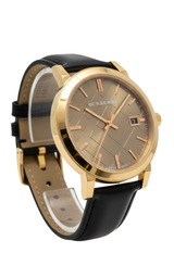 Burberry Taupe Check Pattern DialBrown Leather Strap Reloj para hombre BU9013