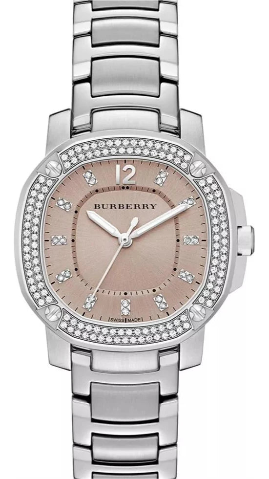 Burberry The Britain Diamonds Brown Dial Silver Steel Strap Watch for Women - BBY1803 BBY1803 - Image 1