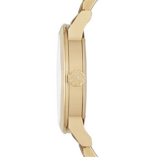 Burberry The City Reloj para hombre con correa de piel en tono dorado y esfera dorada BU9032
