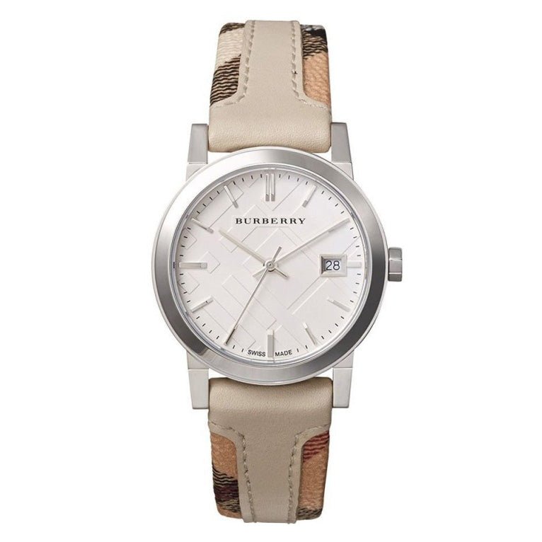 Burberry The City Haymarket Reloj de cuero blanco para mujer BU9132