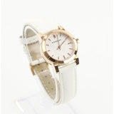 ساعة بربري ذا سيتي النسائية، علبة ذهبية وردية وسوار جلدي، موديل BU9209