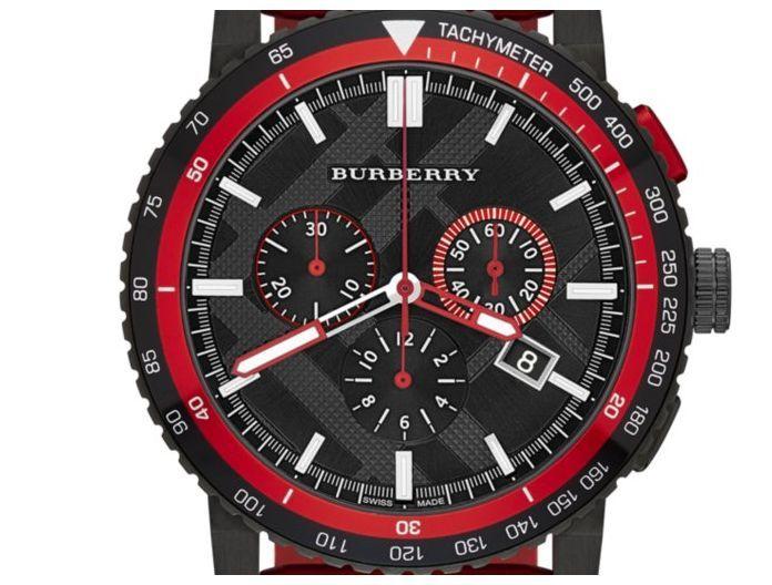 Burberry The City Chronograph Black Dial Red Rubber Strap Watch For Men - BU9805 BU9805 - Image 2