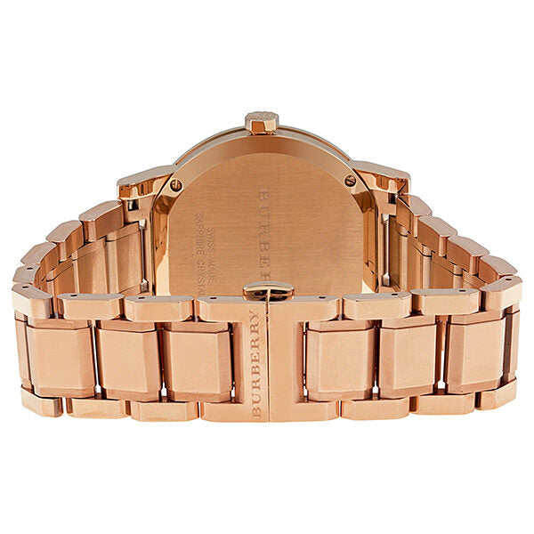 Burberry White Check Pattern Dial Reloj unisex chapado en oro rosa BU9004