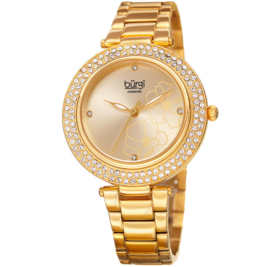 Burgi Flower Marker Diamond Crystal Ladies Watch BUR179YG - The Watches Men & Co
