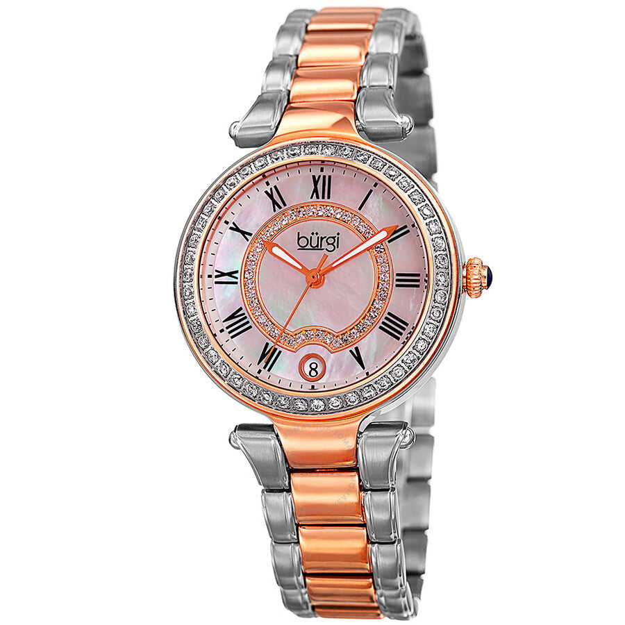 Burgi Mother of Pearl Dial Two-tone Ladies Watch BUR165TTR - The Watches Men & Co