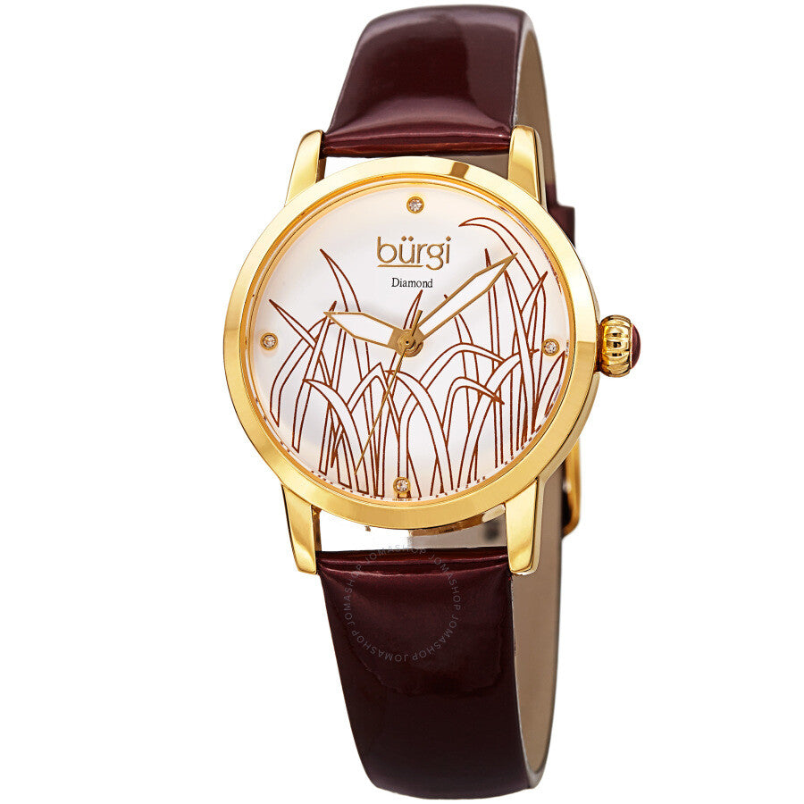 Burgi Pattern Quartz Diamond White Dial Ladies Watch BUR173BUR - The Watches Men & Co