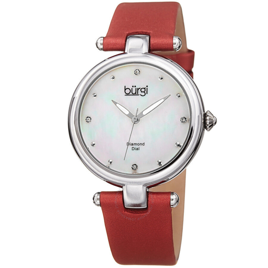 Burgi Quartz Diamond Mother of Pearl Dial Ladies Watch BUR169RD - The Watches Men & Co