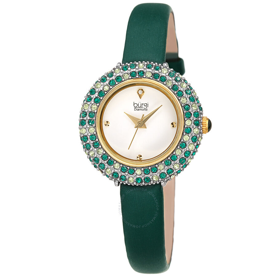 Burgi Quartz Diamond White Dial Ladies Watch BUR240GN - The Watches Men & Co