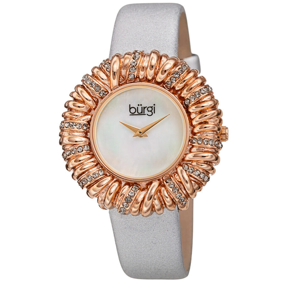 Burgi Twisted Bezel Quartz Grey Dial Ladies Watch BUR255GY - The Watches Men & Co