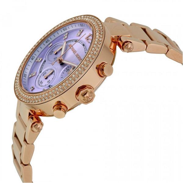 Michael Kors Parker Reloj cronógrafo con esfera morada y rosa para mujer MK6169