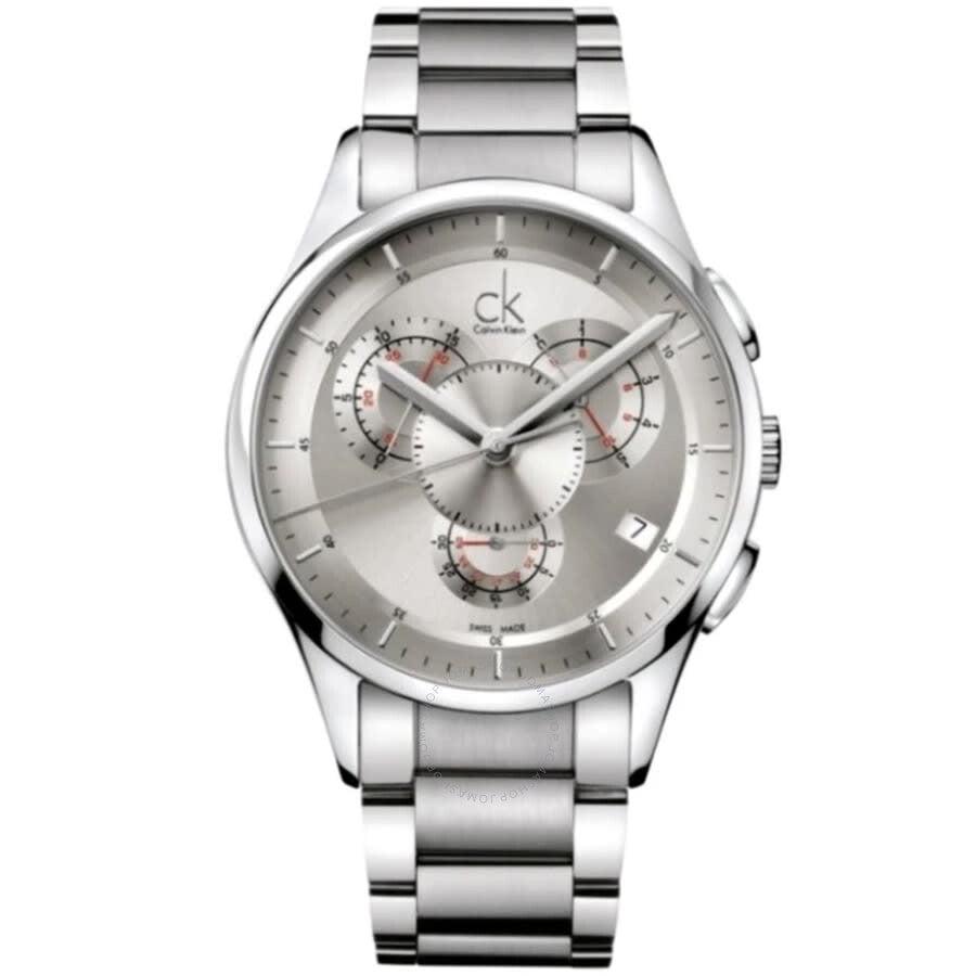 Calvin Klein Basic Chronograph Quartz Silver Dial Men's Watch K2A27193 - The Watches Men & Co