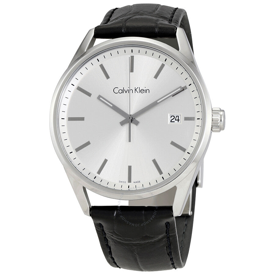 Calvin Klein Formality Silver Dial Black Leather Men's Watch K4M211C6 - The Watches Men & Co