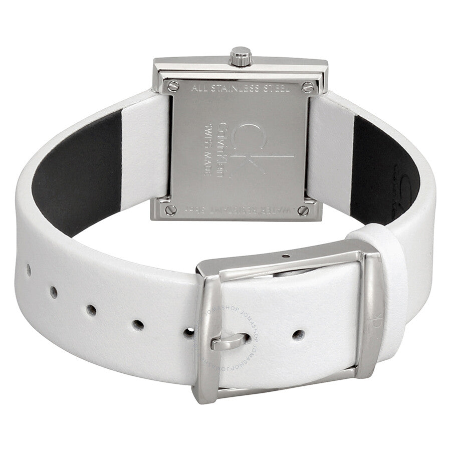 Calvin Klein Mark Silver Dial White Leather Ladies Watch K3R231L6
