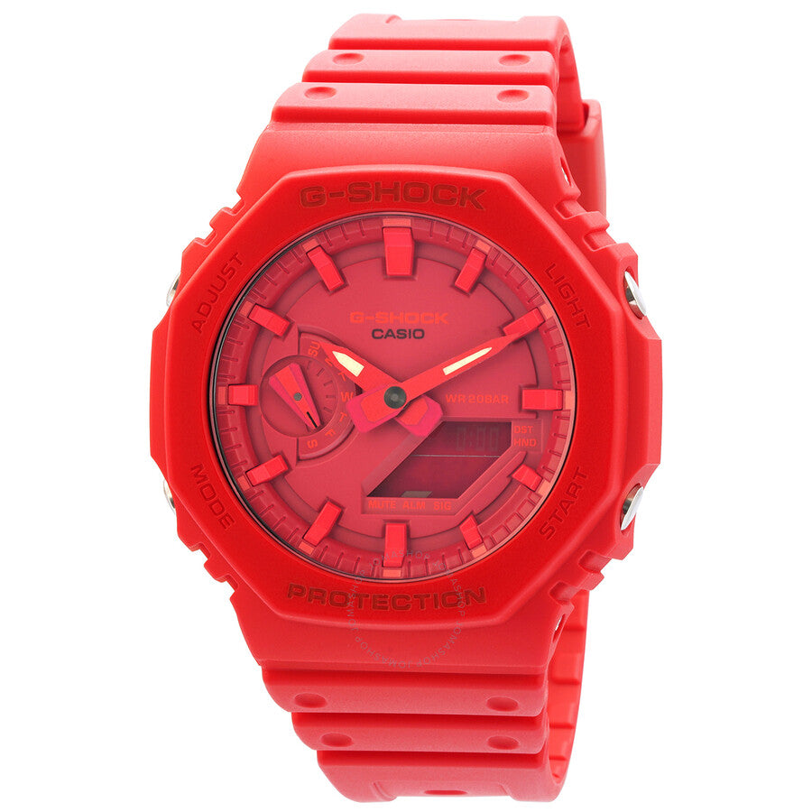 Casio G-Shock Alarm World Time Quartz Analog-Digital Red Dial Men's Watch GA2100-4A - Watches of America