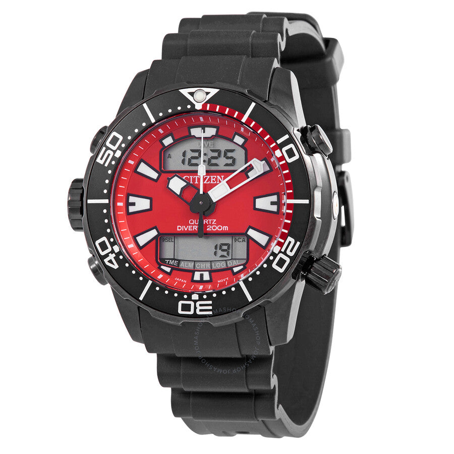Citizen Alarm Chronograph Quartz Analog-Digital Red Dial Men's Watch JP1095-15X - The Watches Men & Co